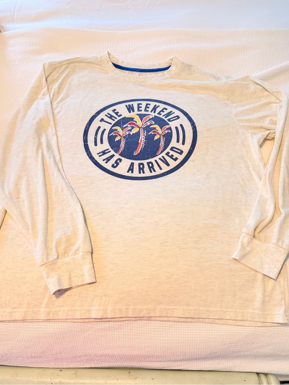 Mens Chubbies Long-Sleeve Tee - 'The Weekend Has Arrived' Graphic - Cream